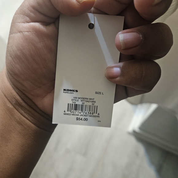 Kohl's Modern White Mixed Media Jacket - Picture 3 of 5